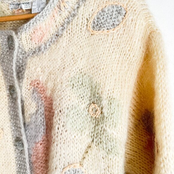 Liz Claiborne Wool Mohair Blend Pastel Floral Cardigan S - Picture 4 of 8